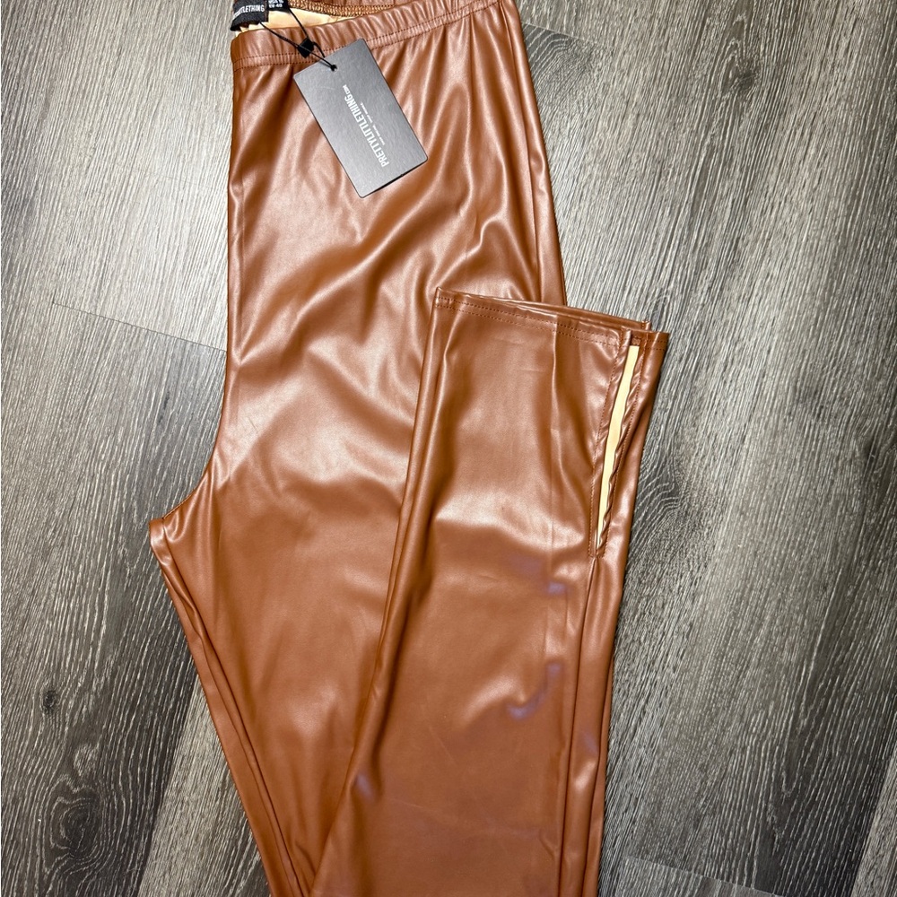 Brown Faux Leather women’s Pants